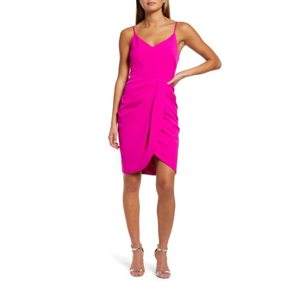 Black Halo Sadora Sheath Dress Vibrant Pink Size 4 NEW NWT - Picture 2 of 9